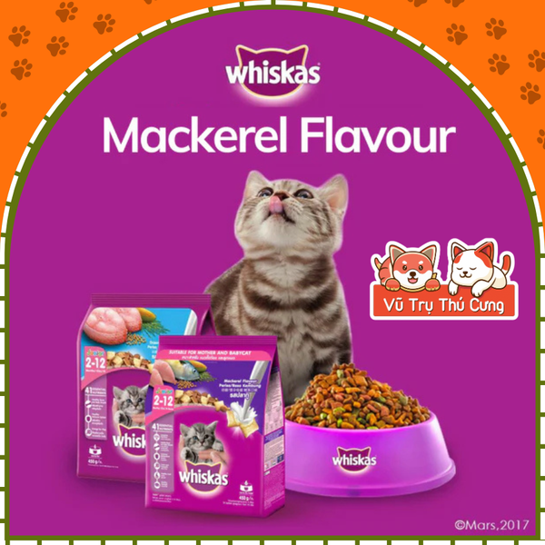 Thức ăn hạt Whiskas cho Mèo con, mèo trưởng thành 1,2Kg
