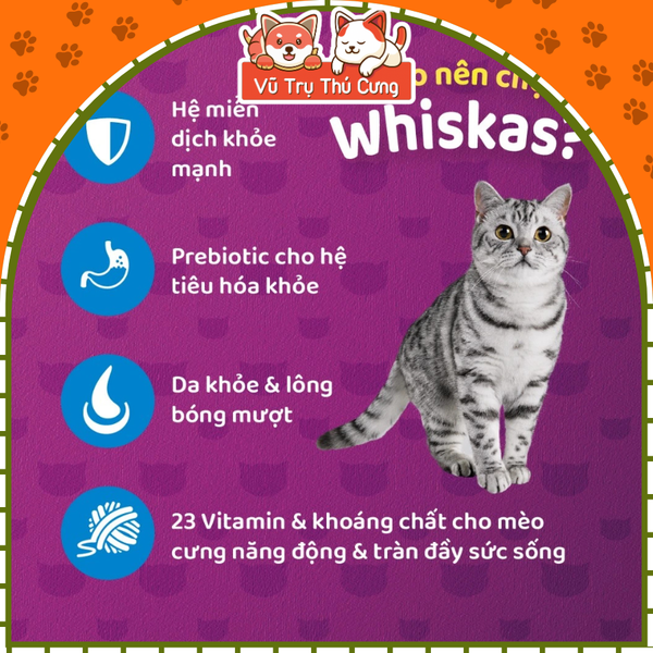 Thức ăn hạt Whiskas cho Mèo con, mèo trưởng thành 1,2Kg