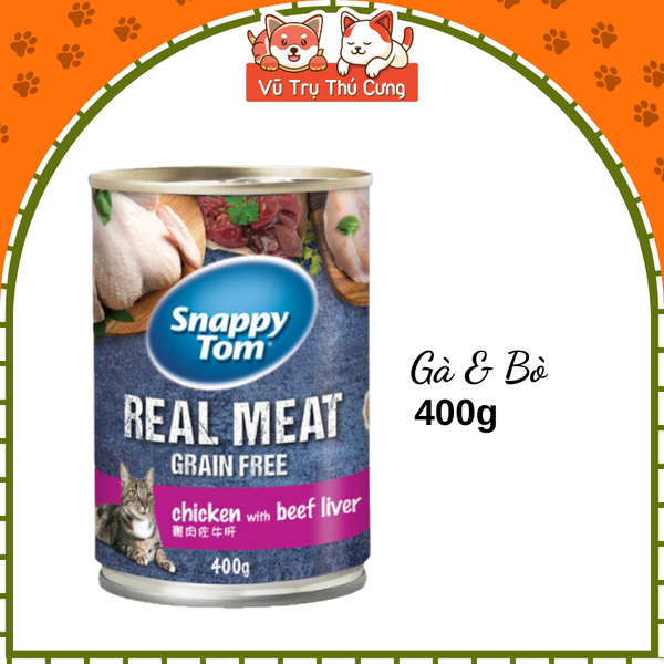 Pate lon Snappy Tom cho Mèo 400g, đủ hương vị