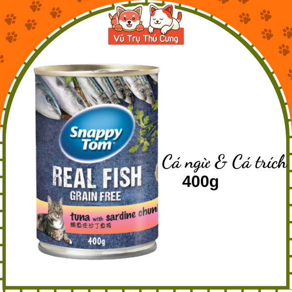 Pate lon Snappy Tom cho Mèo 400g, đủ hương vị