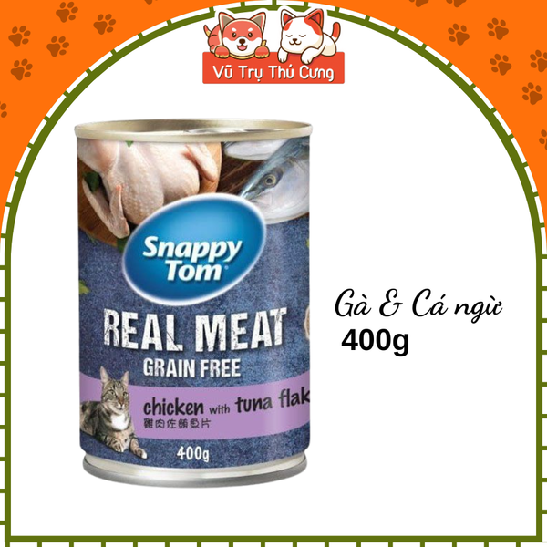 Pate lon Snappy Tom cho Mèo 400g, đủ hương vị