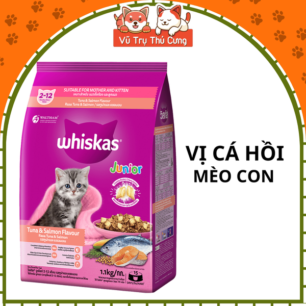 Thức ăn hạt Whiskas cho Mèo con, mèo trưởng thành 1,2Kg