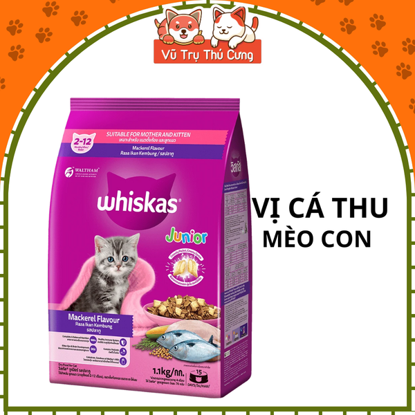Thức ăn hạt Whiskas cho Mèo con, mèo trưởng thành 1,2Kg