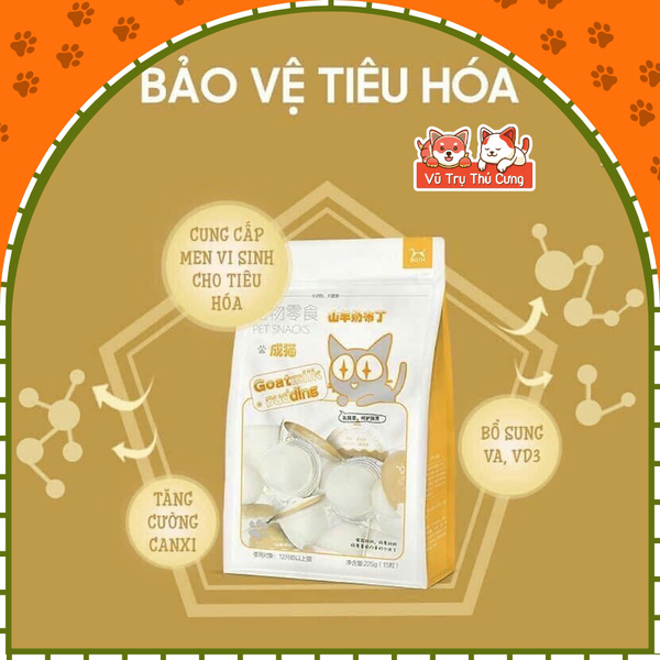 Pudding sữa dê bổ sung Canxi cho Mèo, túi 15 viên