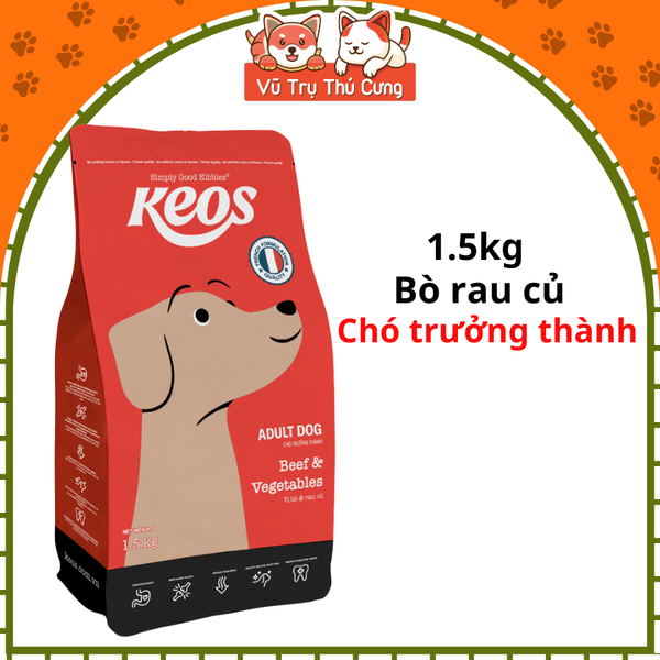 (1.5Kg) Thức Ăn Hạt Cho Chó Mọi Lứa Tuổi Keos