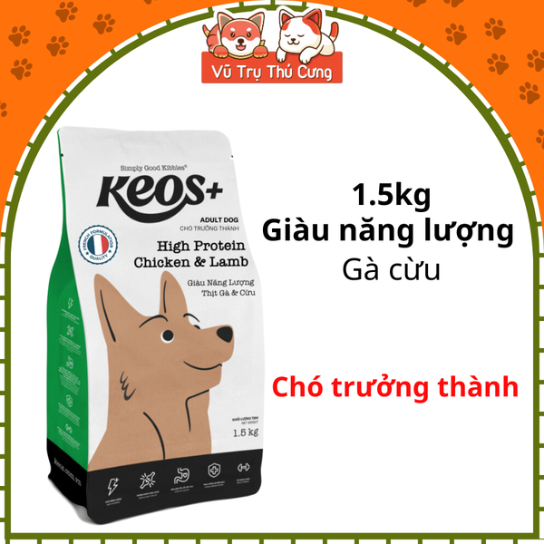 (1.5Kg) Thức Ăn Hạt Cho Chó Mọi Lứa Tuổi Keos