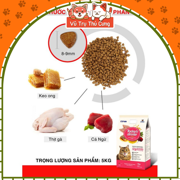 (1Kg) Thức Ăn Hạt Today's Dinner Cho Mèo Mọi Lứa Tuổi