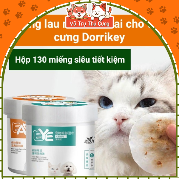 Khăn ướt kháng khuẩn lau mắt, lau tai cho Chó mèo, Khăn vệ sinh mắt cho thú cưng