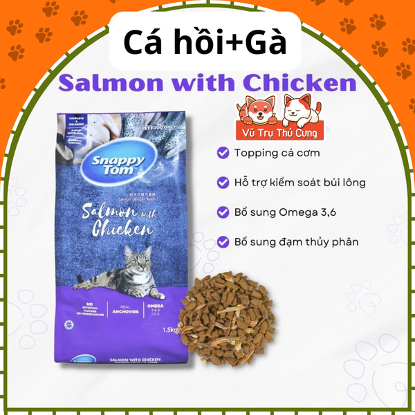 Hạt Snappy Tom topping Cá cơm dành cho Mèo 1.5Kg