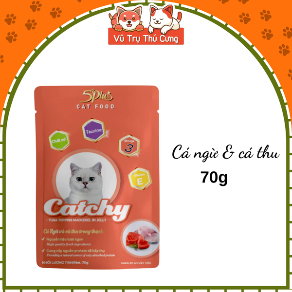 Combo 6 gói Pate 5Plus Catchy cho mèo 70g