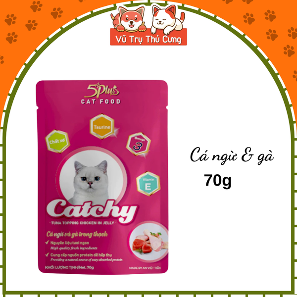 Combo 6 gói Pate 5Plus Catchy cho mèo 70g