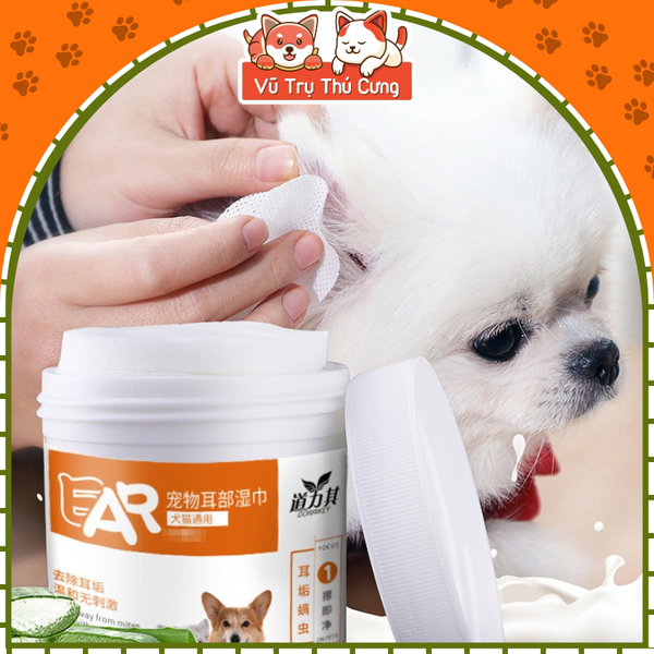 Khăn ướt kháng khuẩn lau mắt, lau tai cho Chó mèo, Khăn vệ sinh mắt cho thú cưng