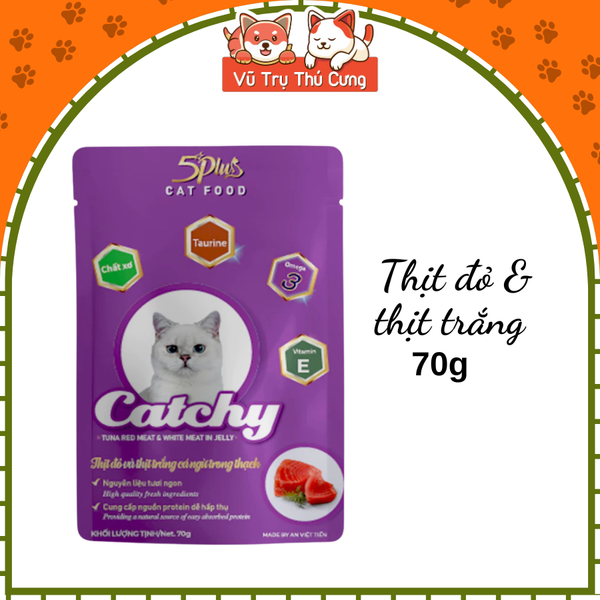 Combo 6 gói Pate 5Plus Catchy cho mèo 70g