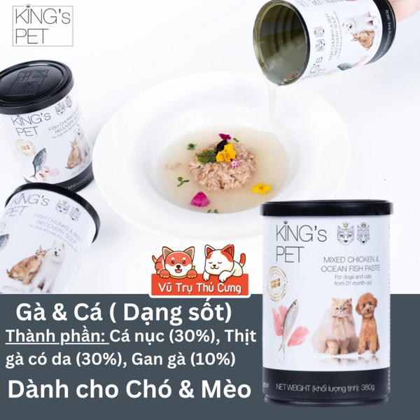Pate King Pet Cho Chó Mèo Từ Thịt và Rau Củ  Lon 380g