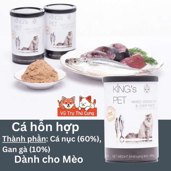 Pate King Pet Cho Chó Mèo Từ Thịt và Rau Củ  Lon 380g