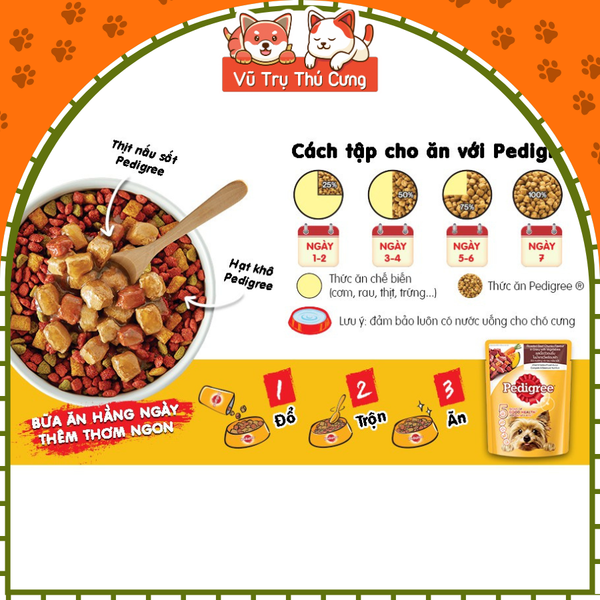 Thức ăn Pate cho chó con PEDIGREE dạng sốt vị bò, trứng và rau 80g