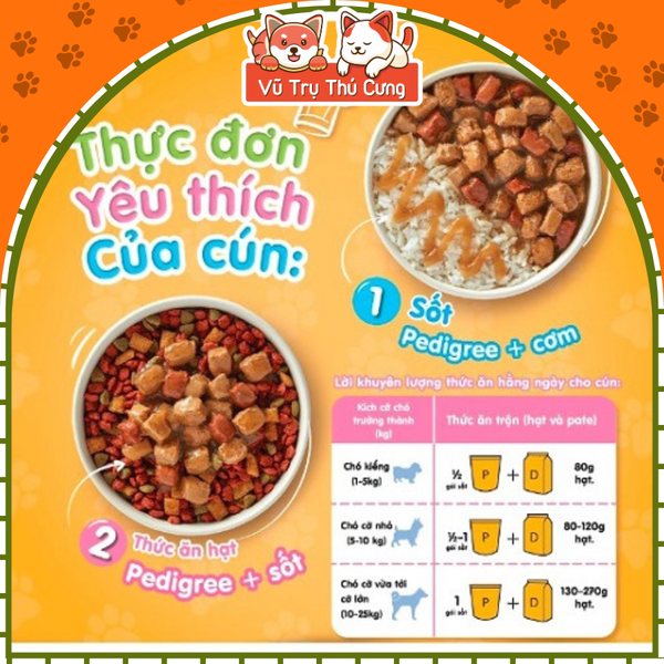 Thức ăn Pate cho chó con PEDIGREE dạng sốt vị bò, trứng và rau 80g