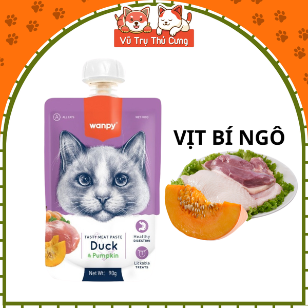 Súp thưởng Wanpy nắp vặn cho mèo mọi độ tuổi, tuýp 90g