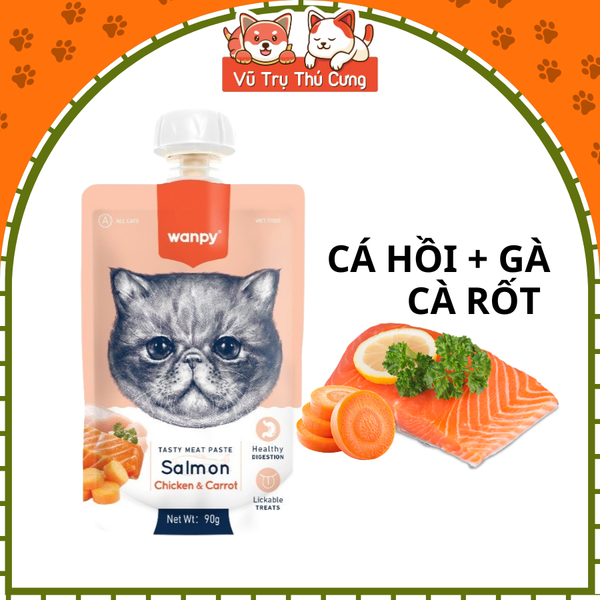 Súp thưởng Wanpy nắp vặn cho mèo mọi độ tuổi, tuýp 90g