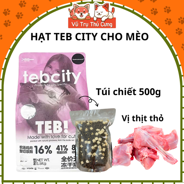 Thức ăn Hạt cho mèo Tebcity mix topping thịt gà siêu dinh dưỡng, không ngũ cốc 1,5Kg2