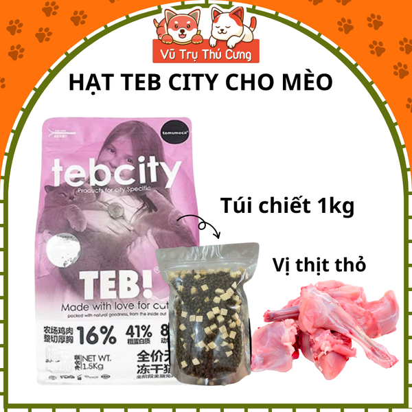 Thức ăn Hạt cho mèo Tebcity mix topping thịt gà siêu dinh dưỡng, không ngũ cốc 1,5Kg2