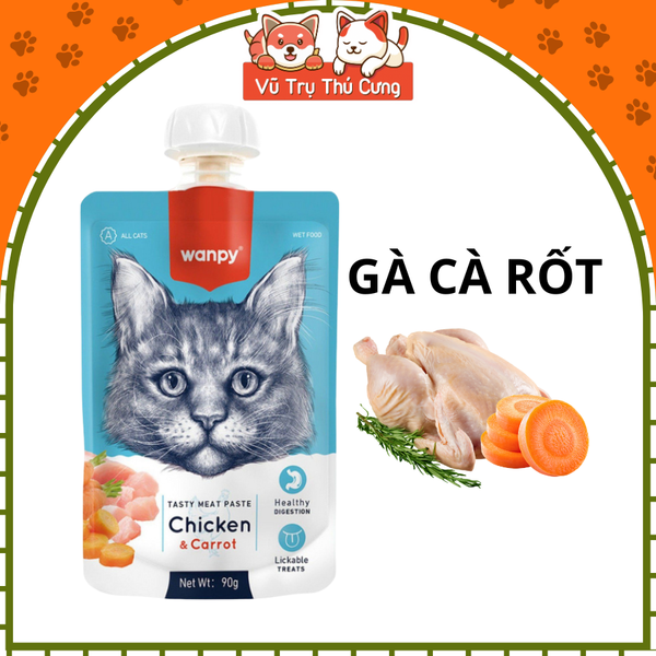 Súp thưởng Wanpy nắp vặn cho mèo mọi độ tuổi, tuýp 90g