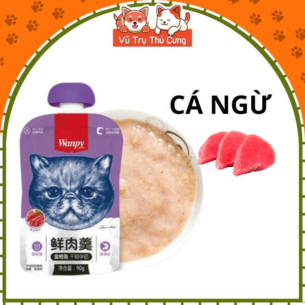 Súp thưởng Wanpy nắp vặn cho mèo mọi độ tuổi, tuýp 90g
