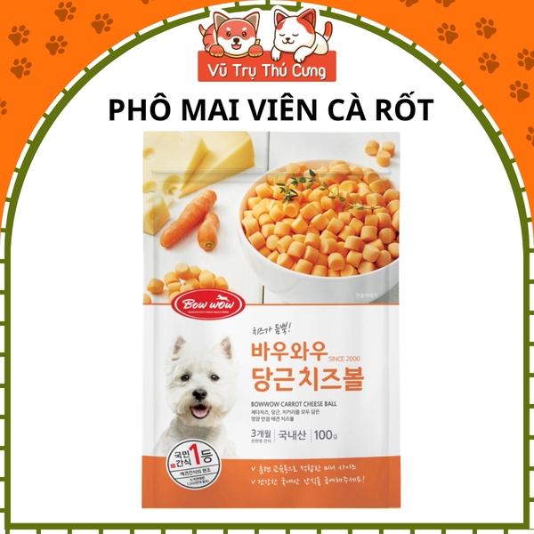 Bánh thưởng phô mai viên cà rốt Bowwow cho Chó 100g