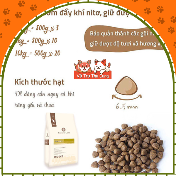 Hạt hữu cơ Natural Core Bene C3 cho Mèo 500g, thịt gà và cá hồi