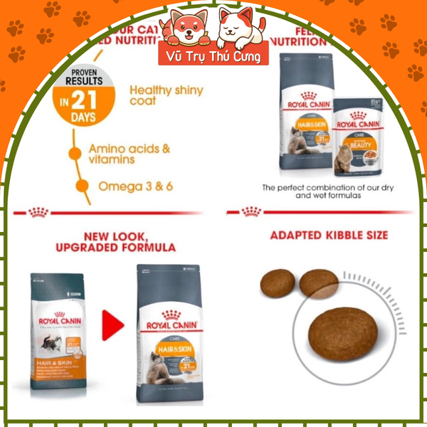 Thức ăn hạt cho Mèo Royal Canin Hair & Skin Care mượt lông và da