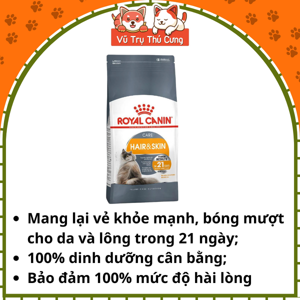 Thức ăn hạt cho Mèo Royal Canin Hair & Skin Care mượt lông và da