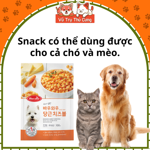 Bánh thưởng phô mai viên cà rốt Bowwow cho Chó 100g