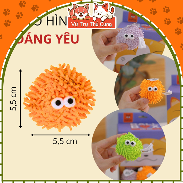 Đồ chơi cho mèo banh tròn vui nhộn có chuông và cỏ mèo FOFOS2