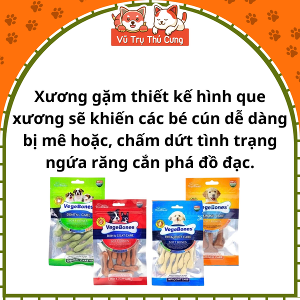 Combo 4 gói xương gặm cho Chó VegeBones Mix đủ vị, nhiều dinh dưỡng