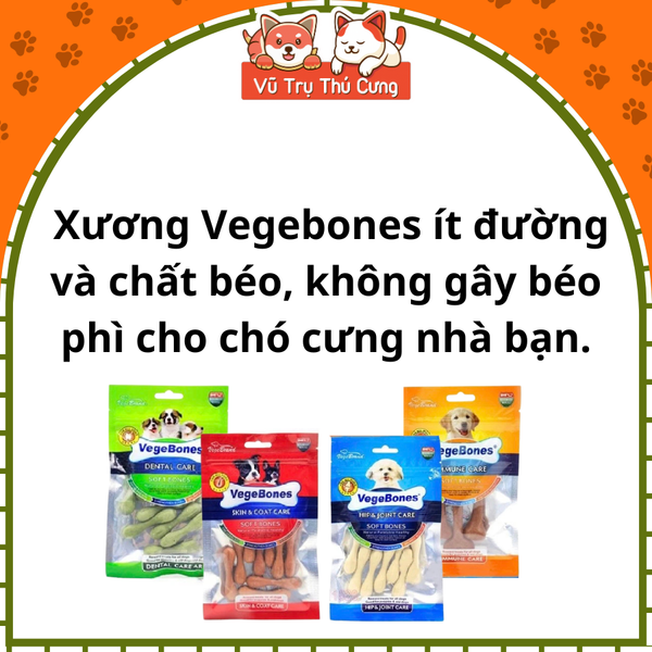 Combo 4 gói xương gặm cho Chó VegeBones Mix đủ vị, nhiều dinh dưỡng