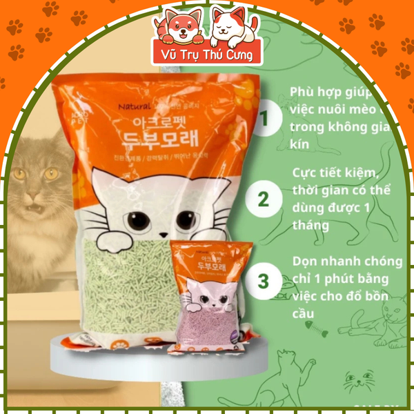 (Thùng 6 túi) Cát đậu nành Pura Acropet 5L dành cho mèo con