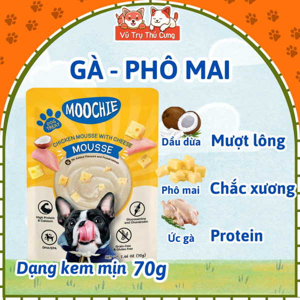 Pate Moochie Sốt Bò Gà, rau củ quả dành cho Chó 85g