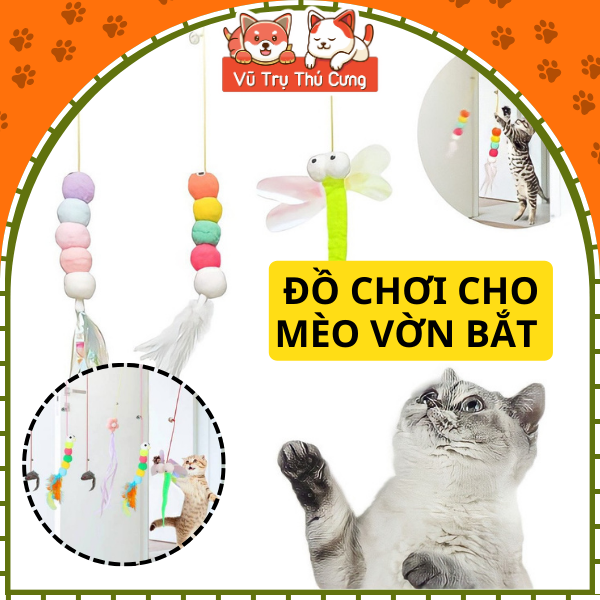 Đồ chơi đuổi bắt cho Mèo tự chơi, dây gắn tường tương tác vui nhộn2