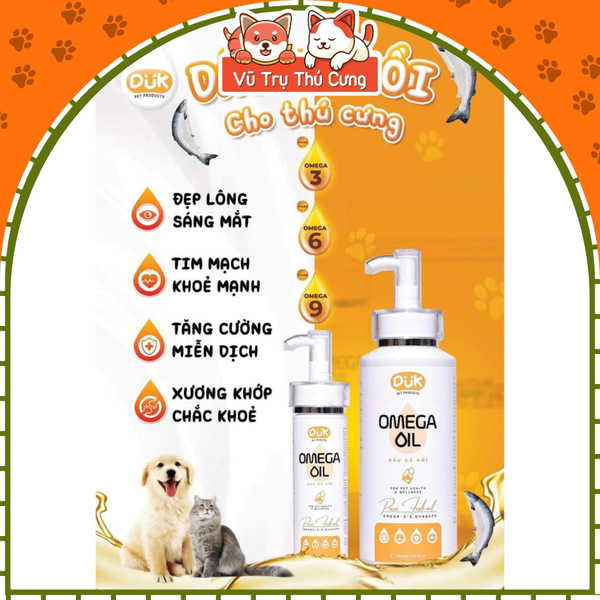 Dầu cá hồi dưỡng lông mềm mượt, ngăn rụng lông cho Chó Mèo DUK 150ml