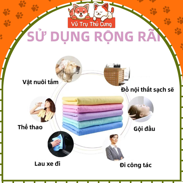 Khăn tắm chó mèo Clean Cham siêu thấm hút, khăn lau đa năng, size 32x43cm