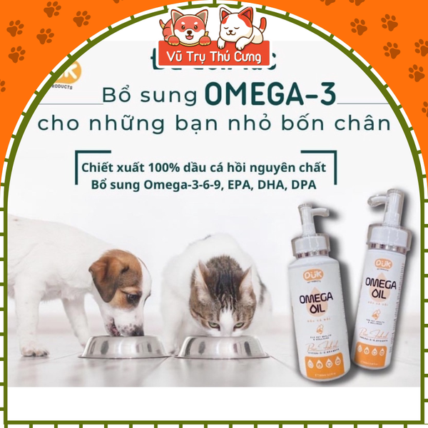 Dầu cá hồi dưỡng lông mềm mượt, ngăn rụng lông cho Chó Mèo DUK 150ml