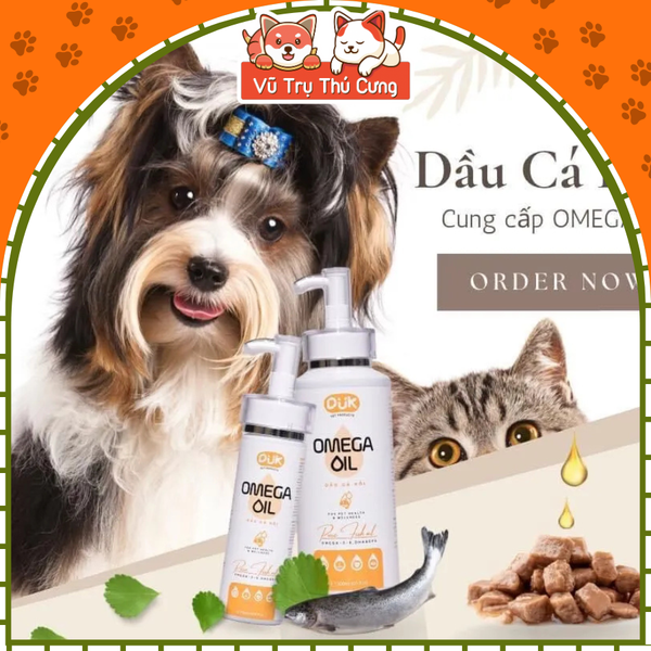 Dầu cá hồi dưỡng lông mềm mượt, ngăn rụng lông cho Chó Mèo DUK 150ml