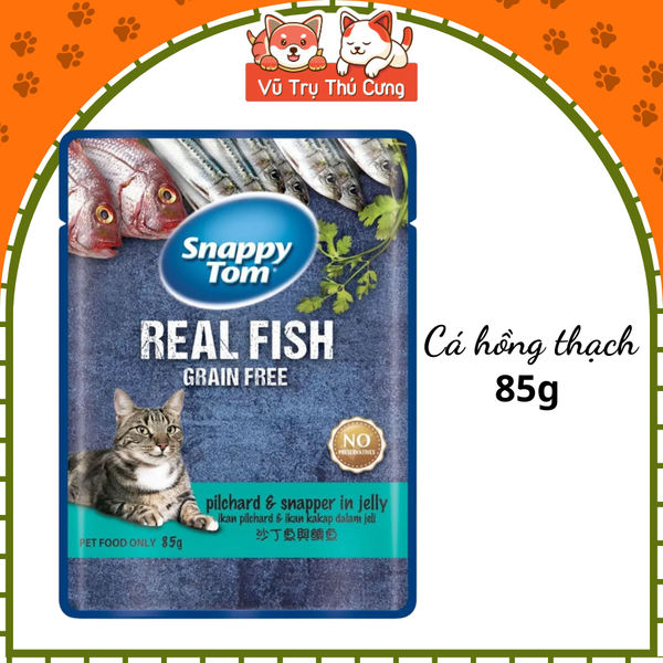 Pate cho Mèo Snappy Tom Real Fish, Real Meat gói 85g