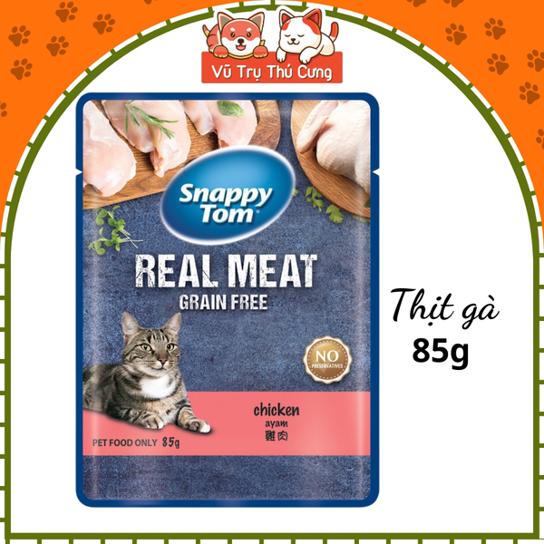 Pate cho Mèo Snappy Tom Real Fish, Real Meat gói 85g