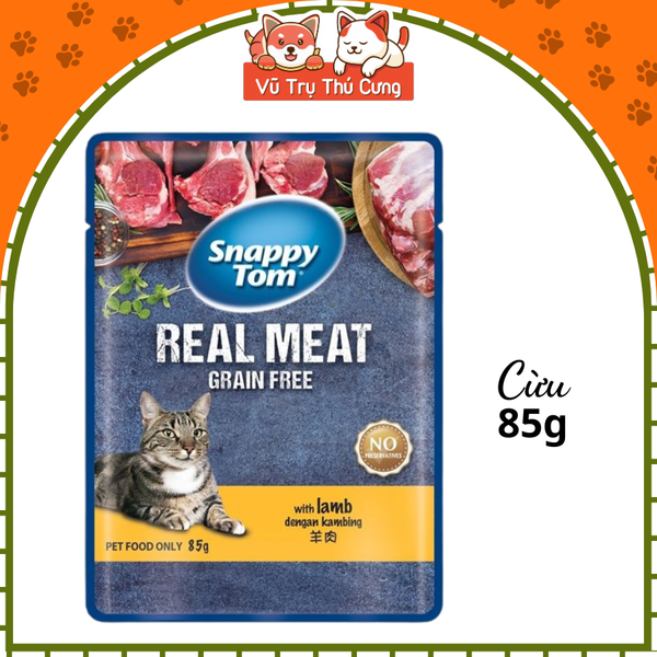 Pate cho Mèo Snappy Tom Real Fish, Real Meat gói 85g