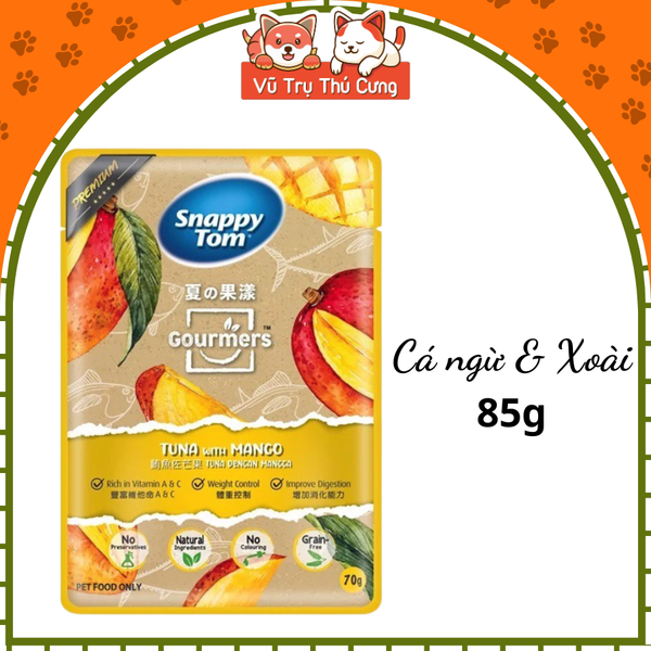 Thùng 24 Gói Pate Snappy Tom Trái Cây Cho Mèo 70g Mix Vị