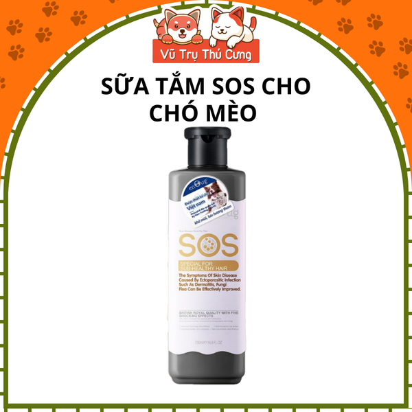 Sữa tắm SOS đen, ngừa ve rận, bọ chét cho thú cưng chó mèo 530ml