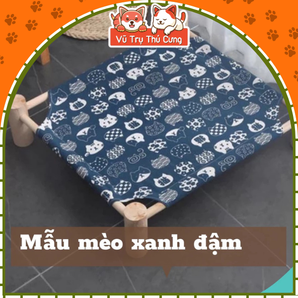 Giường gỗ cho thú cưng, Võng cho chó mèo họa tiết xinh xắn