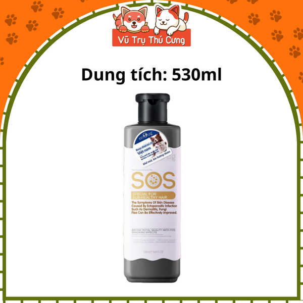 Sữa tắm SOS đen, ngừa ve rận, bọ chét cho thú cưng chó mèo 530ml