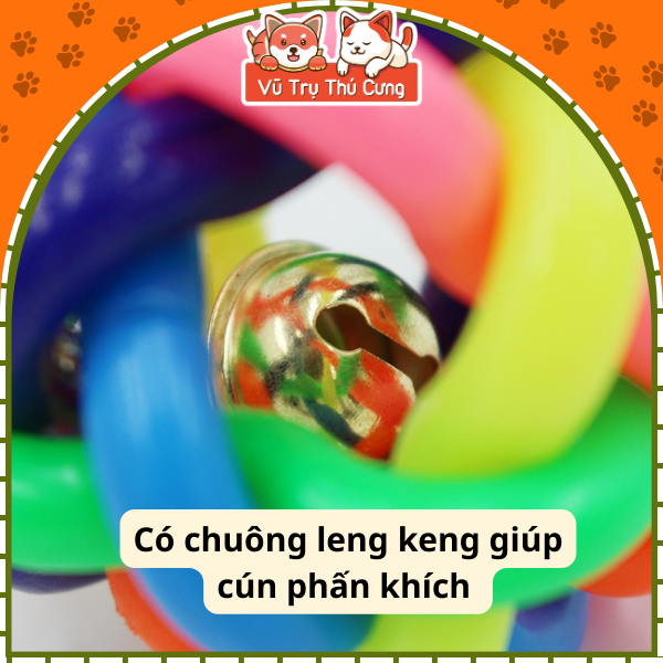 Đồ chơi gặm cho Chó mèo, bóng cao su nhiều màu có chuông leng keng